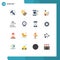 Flat Color Pack of 16 Universal Symbols of clipboard, leadership, connect, business, share