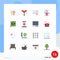 Flat Color Pack of 16 Universal Symbols of contact, sandclock, sausage, effective, concentration
