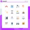 Flat Color Pack of 16 Universal Symbols of data, male, destination, secure, search