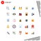 Flat Color Pack of 25 Universal Symbols of bookmark, light, world, education, board