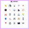 Flat Color Pack of 25 Universal Symbols of chat, ways, photograph, person, employee