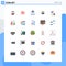 Flat Color Pack of 25 Universal Symbols of chemical, search, setting, internet, food