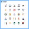 Flat Color Pack of 25 Universal Symbols of fathers, brim, mail, graph, computer