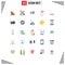 Flat Color Pack of 25 Universal Symbols of fog, cancer day, scissor, hands, party