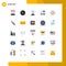 Flat Color Pack of 25 Universal Symbols of online, measuring, electronics, jug, baking