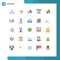Flat Color Pack of 25 Universal Symbols of page, gear, thinking, browser, credit