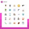 Flat Color Pack of 25 Universal Symbols of sport, line, history, free, ecommerce