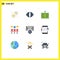 Flat Color Pack of 9 Universal Symbols of app, message, finance, mail, transportation