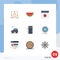 Flat Color Pack of 9 Universal Symbols of camping, vehicle, design, transport, auto