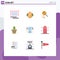 Flat Color Pack of 9 Universal Symbols of receipt, black friday, healthy, bill, pot