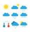 Flat color weather icons vector illustration isolated