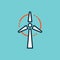 Flat color wind turbine, alternative energy icon