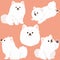 Flat colored simple and adorable Japanese Spitz illustrations set