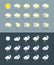 Flat colored weather icons collection with day and night variations.