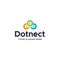 Flat colorful DOTNECT triple round logo design