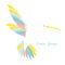 Flat colorful logo with stylized hummingbirds, Lorem Ipsum
