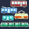 Flat colorful public transport stickers set