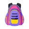 Flat colorful sport style, tourist backpack, school bag, vector illustration