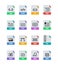 Flat colorful vector file format icons set on white