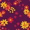 Flat colour autumn flowers seamless pattern background, Surface pattern design