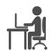 Flat computer work pictogram icon isolated on white
