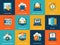 Flat conceptual cloud technology icons concepts set for website and mobile site and apps.