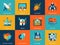 Flat conceptual leisure mobile gaming icons concepts set for website and mobile site and apps.