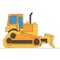 Flat continuous line art construction bulldozer