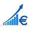 Flat continuous line Rising euro currency concept