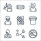 Flat covid virus pandemic line icons. linear set. quality vector line set such as do not touch, carrier, lung, protective gear,