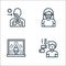 Flat covid virus pandemic line icons. linear set. quality vector line set such as fever, disinfectant, woman