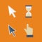 Flat cursors icons: arrow, hand, hourglass, mouse.