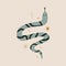 Flat Cute Little Boho Snake Art Print Vector Illustration in Modern Collage Artistic Trendy Style