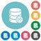 Flat Database export icon set on round background