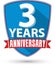Flat design 3 years anniversary label with red ribbon, vector il