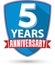 Flat design 5 years anniversary label with red ribbon, vector il