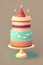 flat design, birthday cake, AI Generative Illustration Graphic Design Art Icon Symbol Sign Logo