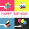 Flat design for birthday party signs concept