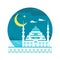 Flat design blue mosque Ramadan