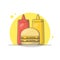 Flat design of burger with double meat and double cheese
