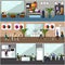 Flat design of business people or office workers. Business presentation and meeting. Office interior.