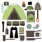 Flat design camping equipment collection