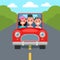 Flat Design Car Driving Characters. Car sharing. Vector