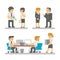 Flat design cartoon meeting business people