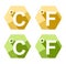 Flat design Celsius and Fahrenheit symbol icon set