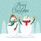 Flat design Christmas card with funny snowman