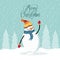 Flat design Christmas card with happy snowman