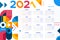 Flat design colorful geometric 2021 calendar