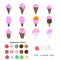 Flat design colorful  ice cream set with optional color codes isolated on white background. Editable artwork and layers separated