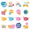 Flat design colorful sale stickers collection. Online shopping, sale and promotion, website and mobile badges, promo banners, spec